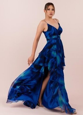 Lacivert abiye elbise - Görsel 2