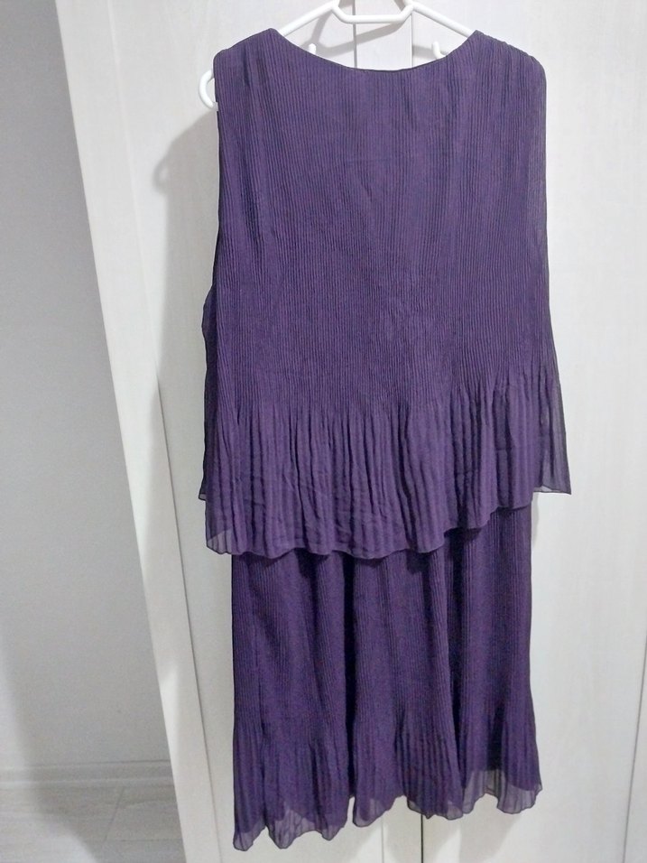 Mor Piliseli  Midi Elbise - Görsel 3