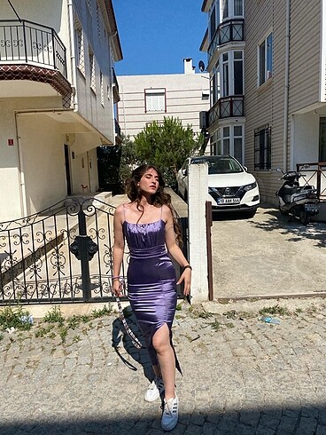 Diğer Mor yırtmaçlı elbise