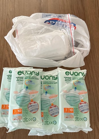 Evony Yumuşak Elastik Maske 3 Katlı 10'lu. 10 paket ve diğer - Görsel 3