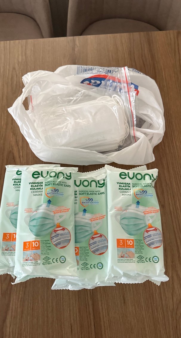 Evony Yumuşak Elastik Maske 3 Katlı 10'lu. 10 paket ve diğer - Görsel 3