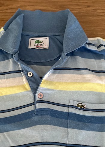 Lacoste Mavi Çizgili Kısa Kollu Polo Tişört - Görsel 2