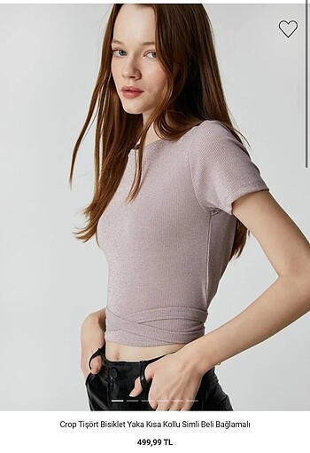 pembe simli crop tişört