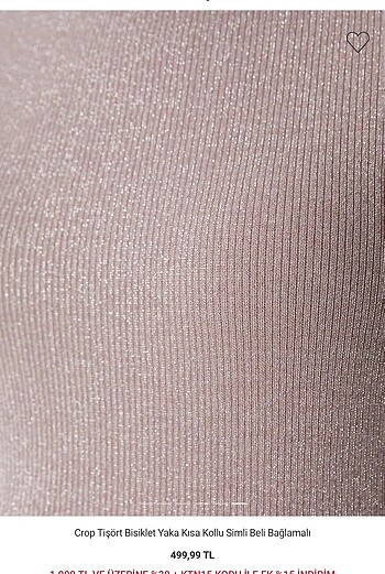 Koton pembe simli crop tişört