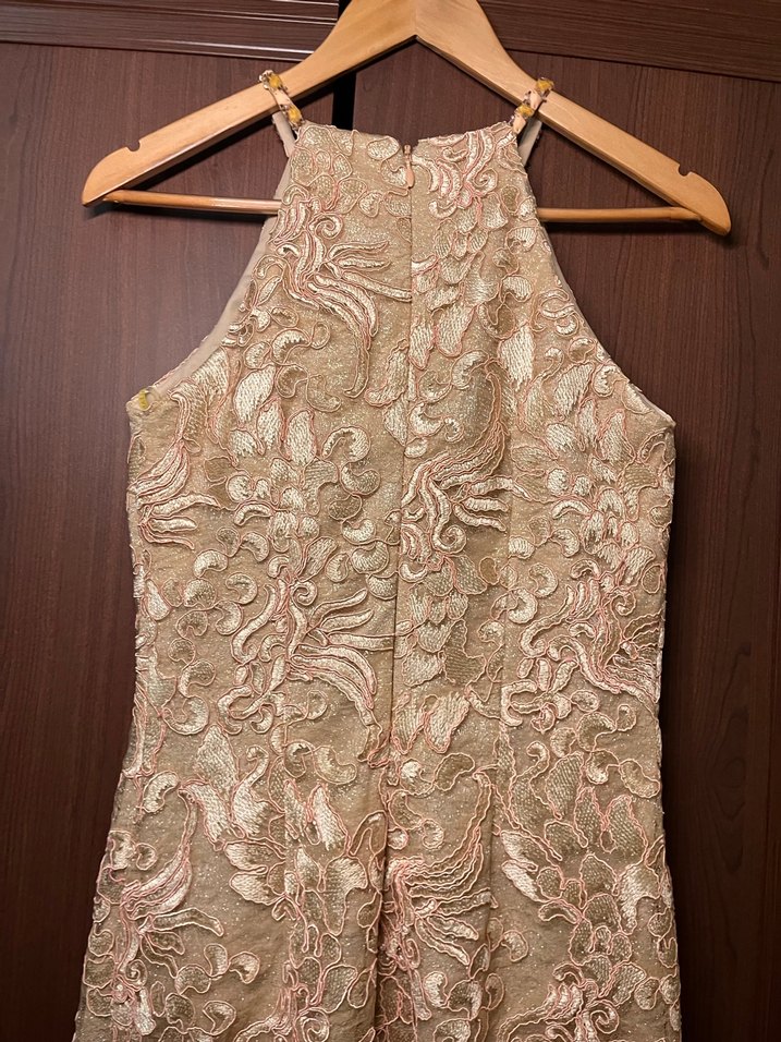 Bej toz pembe elbise - Görsel 4