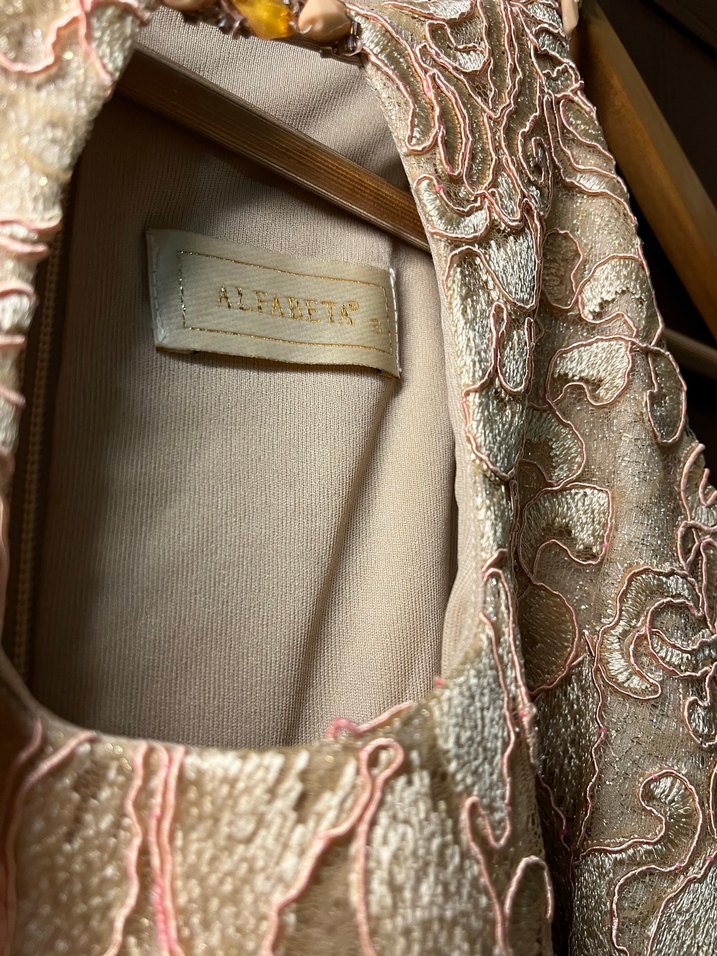 Bej toz pembe elbise - Görsel 3