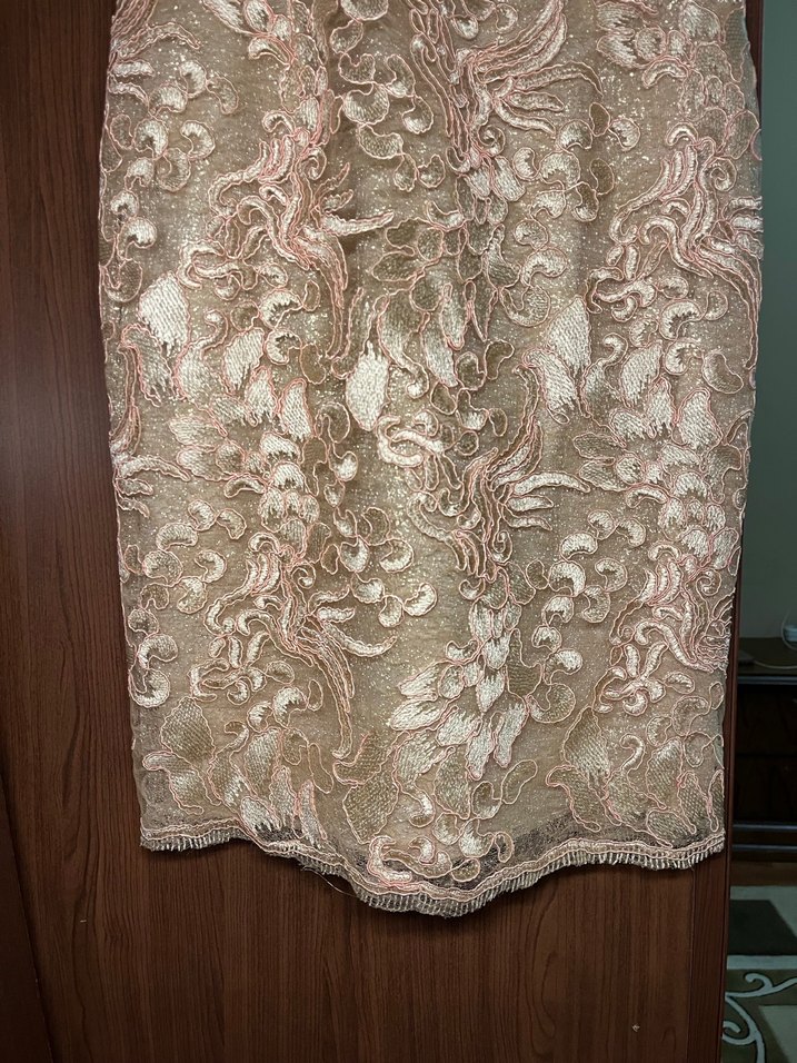 Bej toz pembe elbise - Görsel 2