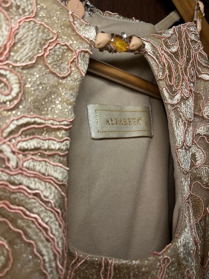 Bej toz pembe elbise - Görsel 5