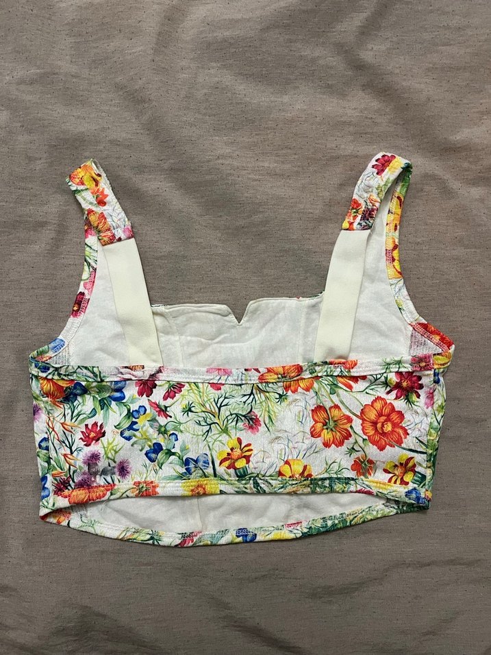 Çiçek Desenli Kısa Büstiyer - Görsel 2