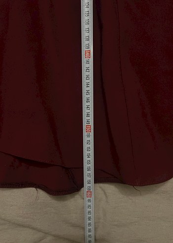 Bordo V Yaka Nakışlı Kalem Elbise - Görsel 6