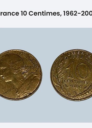 Parlak Altın Renkli Vintage 10 Centimes Rozet