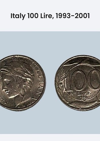 İtalya 100 Lire Madeni Para Rozeti, 1993-2001