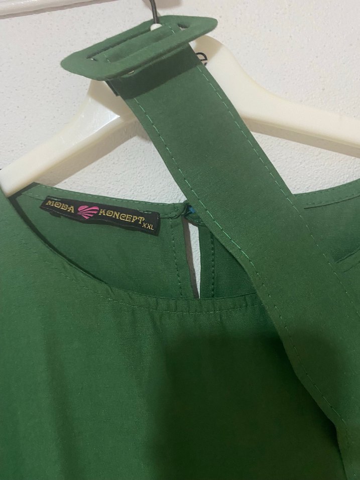 Diger Yeşil Uzun Salaş Elbise - Görsel 3