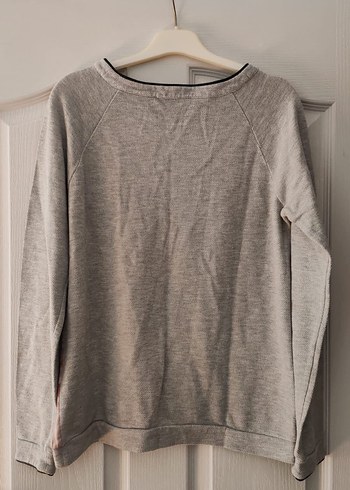 m Beden Gri Baskılı Kadın Triko Sweatshirt
