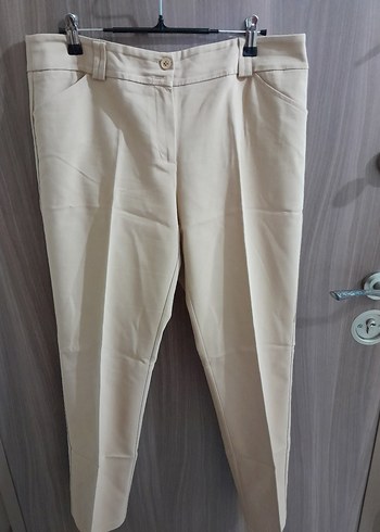 Bej Midi Kumaş Kadın Pantolon orjinal.