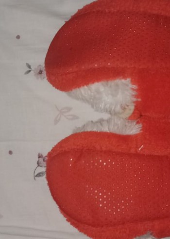 Kız Çocuk Kırmızı Peluş Leopar Desenli Ev Terliği - Görsel 3