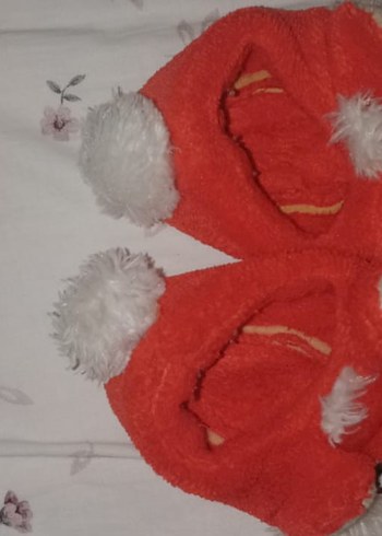 Kız Çocuk Kırmızı Peluş Leopar Desenli Ev Terliği - Görsel 2