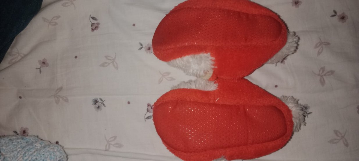 Kız Çocuk Kırmızı Peluş Leopar Desenli Ev Terliği - Görsel 3