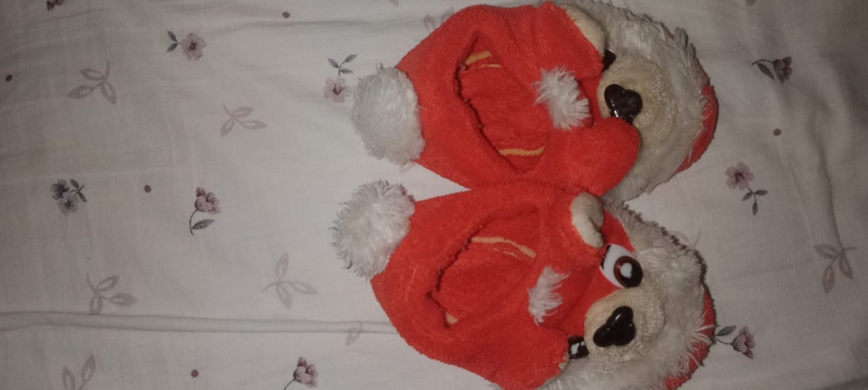 Kız Çocuk Kırmızı Peluş Leopar Desenli Ev Terliği - Görsel 2