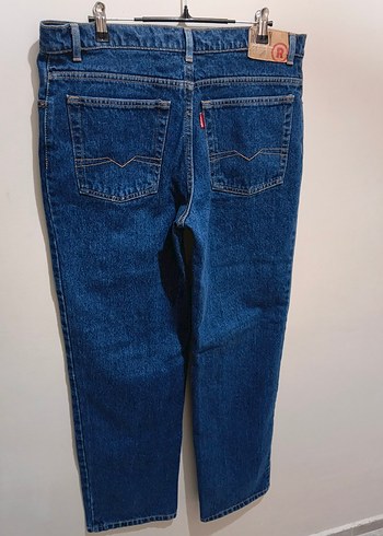 Lacivert Kadın Denim Bol Kesim Pantolon - Görsel 5