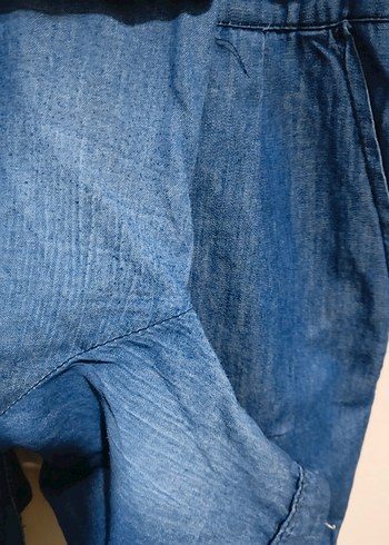 Kadın Lacivert Kemerli Mini Kot Şort - Görsel 4