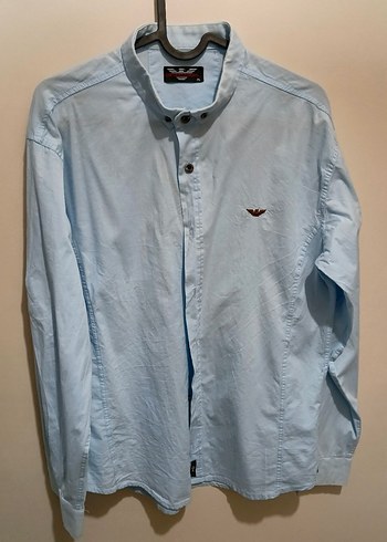 Mavi Keten Erkek Gömlek Uzun Kollu - Görsel 2