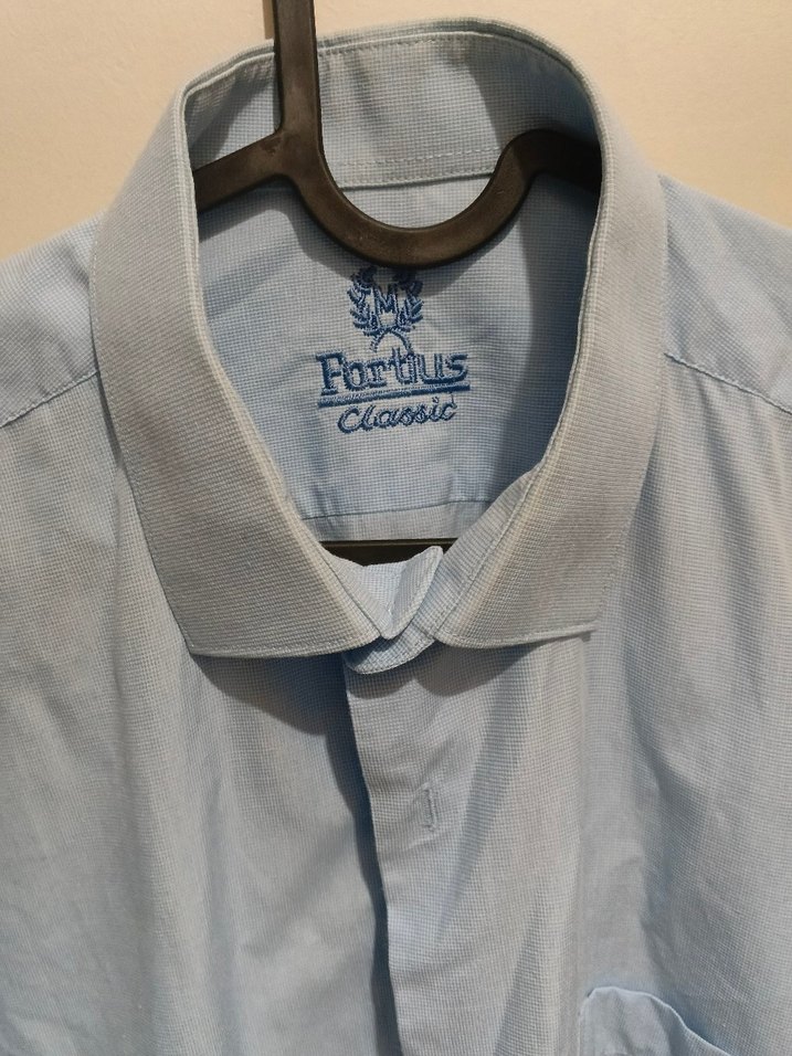 Erkek Mavi Keten Kısa Kollu Gömlek - Görsel 2