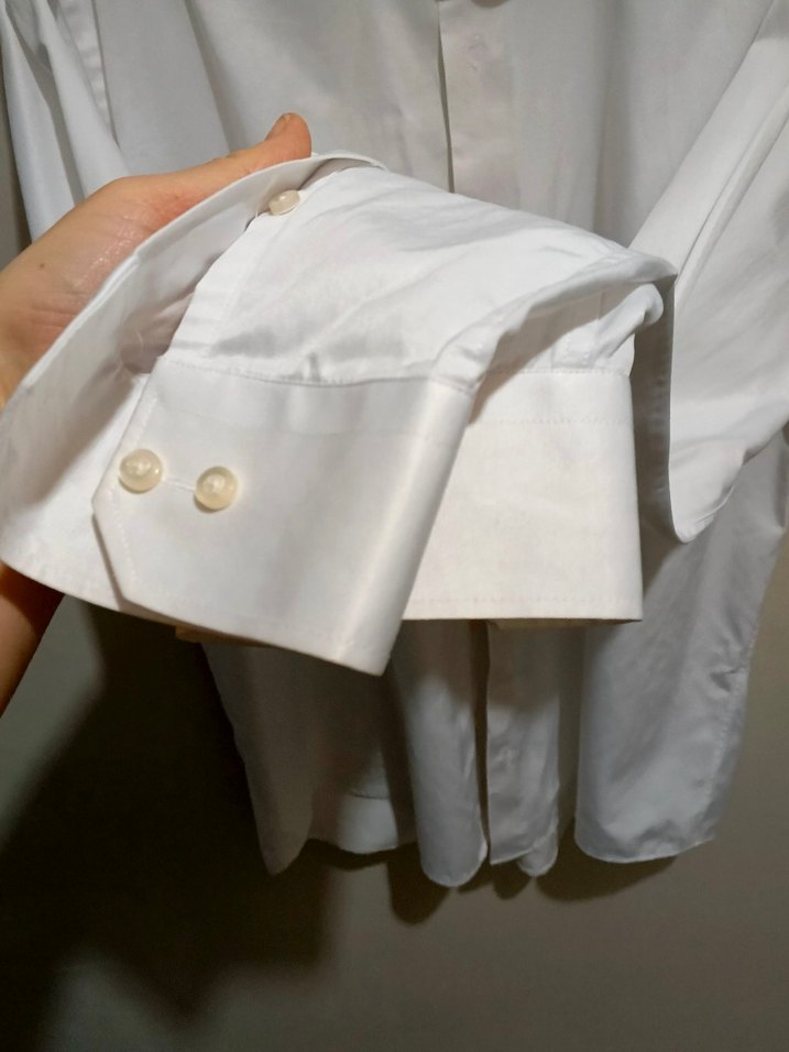 Düğmeli Beyaz Keten Erkek Gömlek - Görsel 4