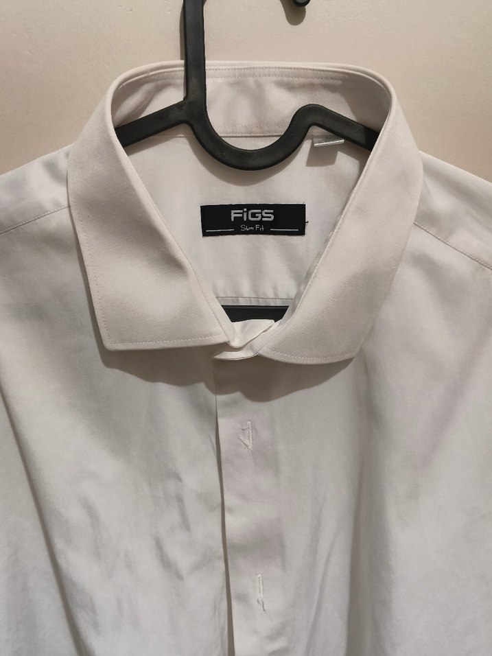 Düğmeli Beyaz Keten Erkek Gömlek - Görsel 2