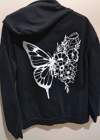 KadınÇocuk Siyah Fermuarlı Kapüşonlu Sweatshirt - Görsel 4