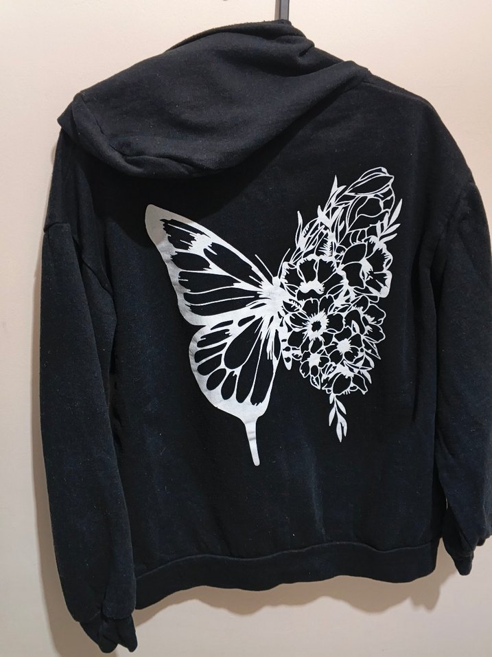 KadınÇocuk Siyah Fermuarlı Kapüşonlu Sweatshirt - Görsel 3