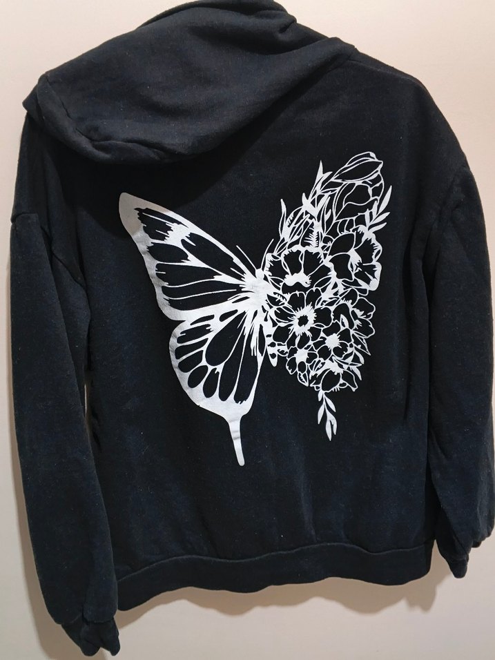 KadınÇocuk Siyah Fermuarlı Kapüşonlu Sweatshirt - Görsel 4