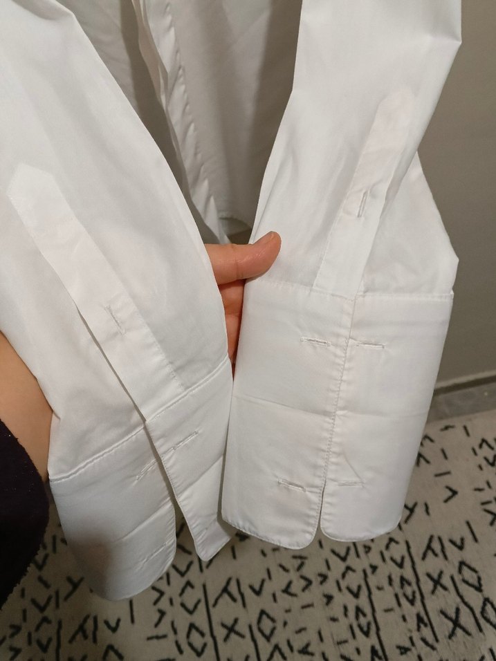 Beyaz Düğmeli Klasik Erkek Keten Gömlek - Görsel 3