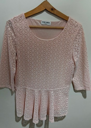 Vero Moda Pembe Dantel Detayli Vero Moda Bluz