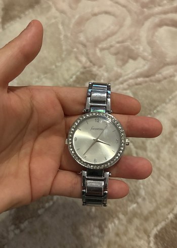 Gri Minimalist Kadın Saat Taşlı Detaylı