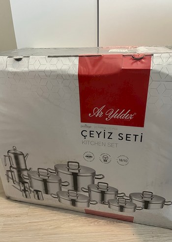 Ar Yıldız Çeyiz Seti 18 Parça Gri Tencere Seti