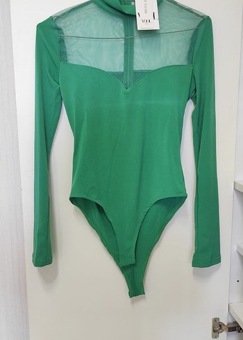 Zara Yeşil Transparan V Yaka Uzun Kollu Kadın Bluz