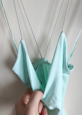 Turkuaz Drapeli İpli Uzun Kadın Suit - Görsel 2