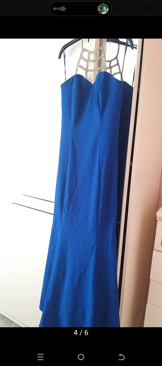 Mavi Straplez Uzun Abiye Elbise - Görsel 4