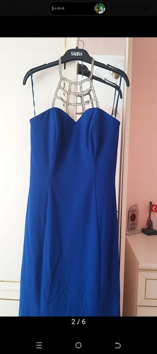 Mavi Straplez Uzun Abiye Elbise - Görsel 2