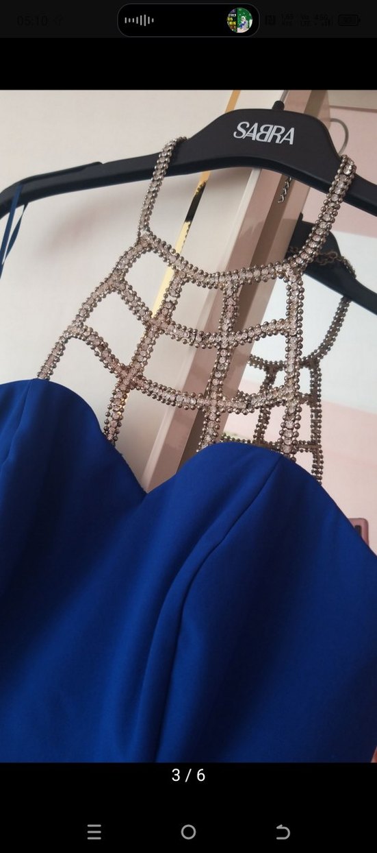 Mavi Straplez Uzun Abiye Elbise - Görsel 3