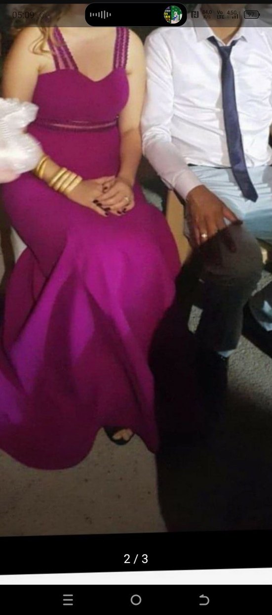 Pembe V Yakalı Drapeli Abiye Elbise - Görsel 2