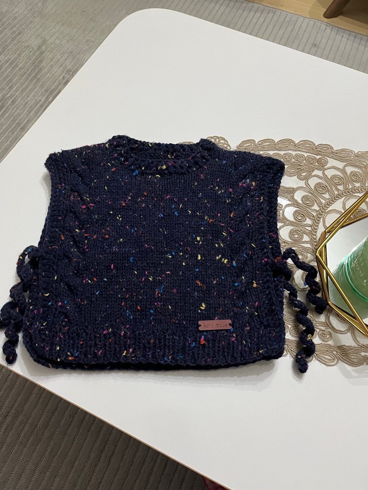 Bohem Tarz Çok Renkli Kız Örgü Yelek - Görsel 2