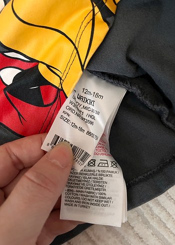 Düğmeli Mickey Baskılı Gri Erkek Sweatshirt - Görsel 2