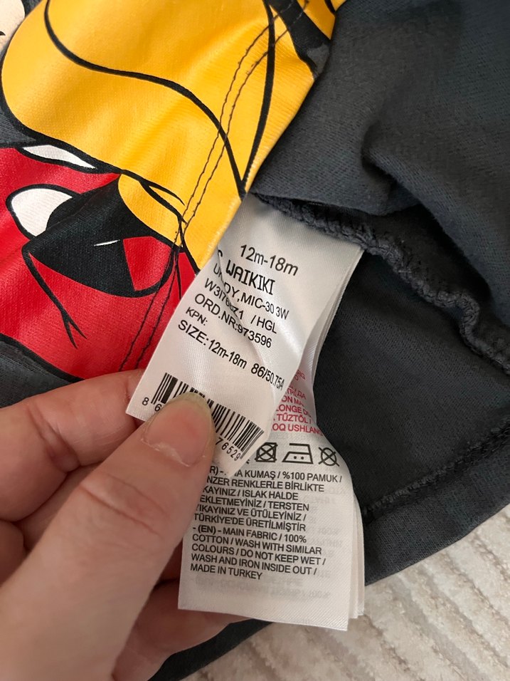 Düğmeli Mickey Baskılı Gri Erkek Sweatshirt - Görsel 2