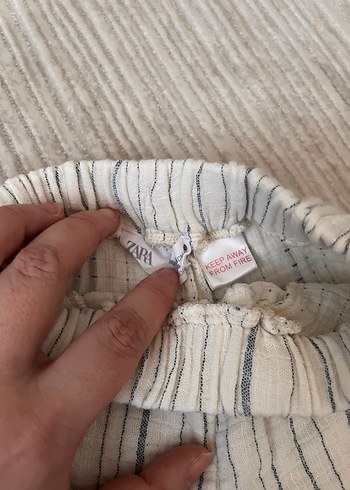 Bej Çizgili Bohem Erkek Çocuk Keten Şort - Görsel 2