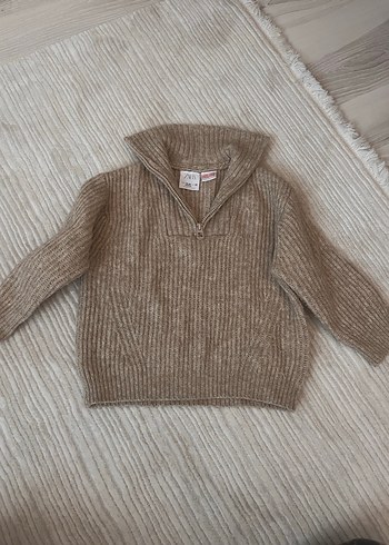 Bej Triko Yarım Fermuarlı Kazak - Görsel 2