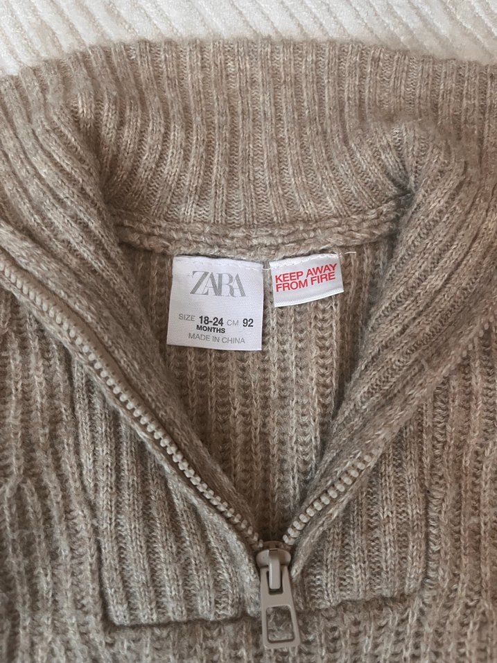 Bej Triko Yarım Fermuarlı Kazak - Görsel 3