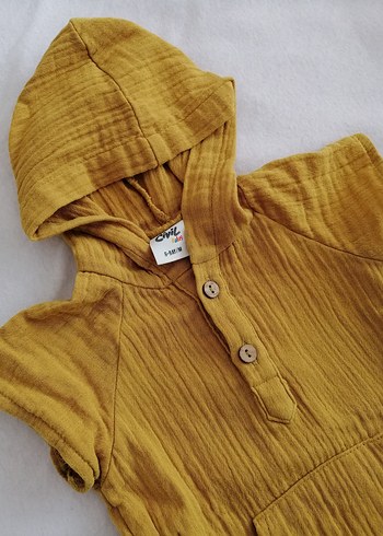 Kapüşonlu Sarı müslin t-shirt - Görsel 2