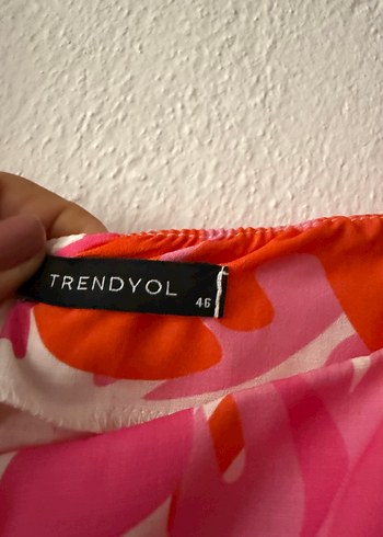 44 Beden Pembe Bohem Mini Elbise Drapeli ve Kısa Kollu